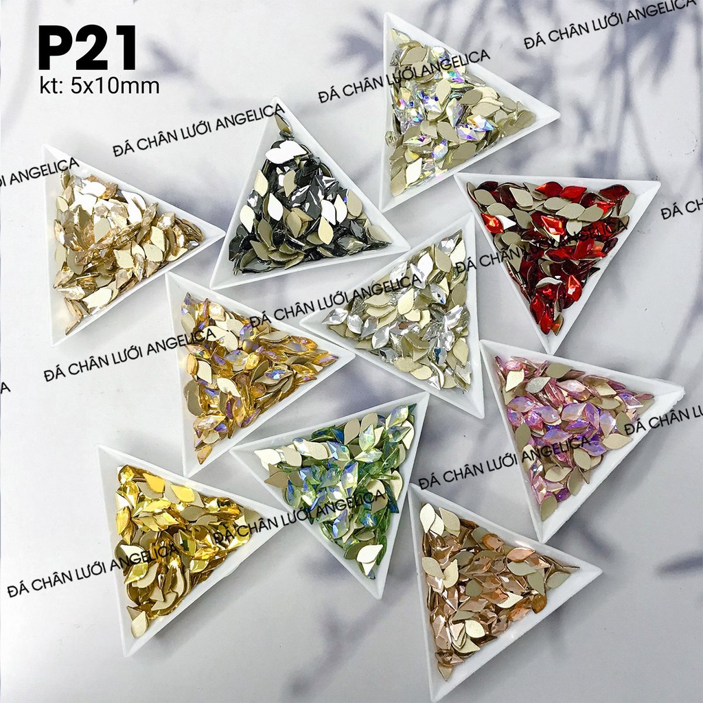 Túi 10 Viên Đá Chân Bằng Nail Hình Giọt Nước Chân Vàng Trang Trí Móng ANGELICA P21