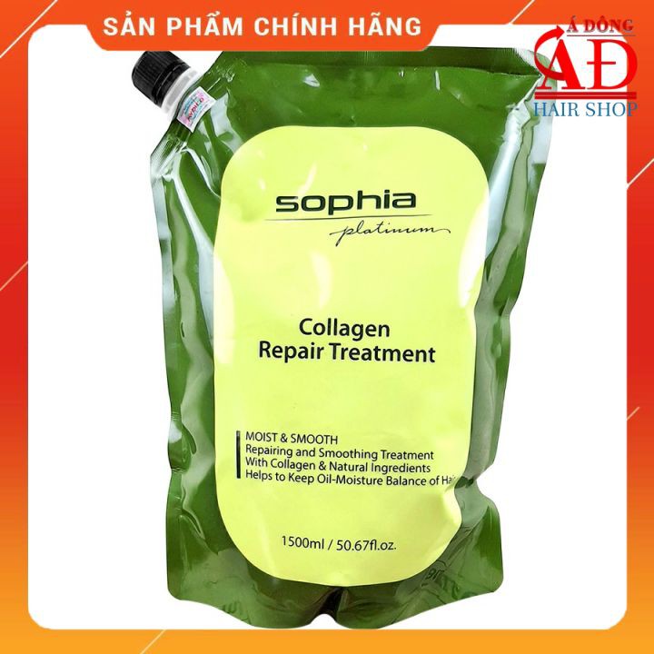 [Giá sỉ] Hấp túi Sophia Collagen Repair treatment xanh cho tóc khô xơ hư tổn 1500ml (KOREA)