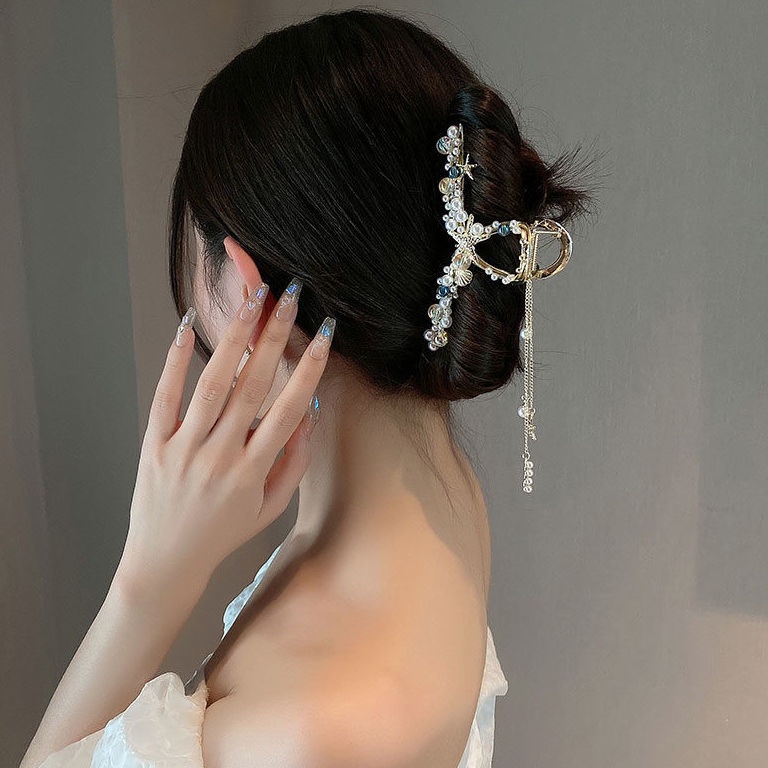 Kẹp Tóc Hình Hoa Lan Phối Tua Rua Phong Cách Mới