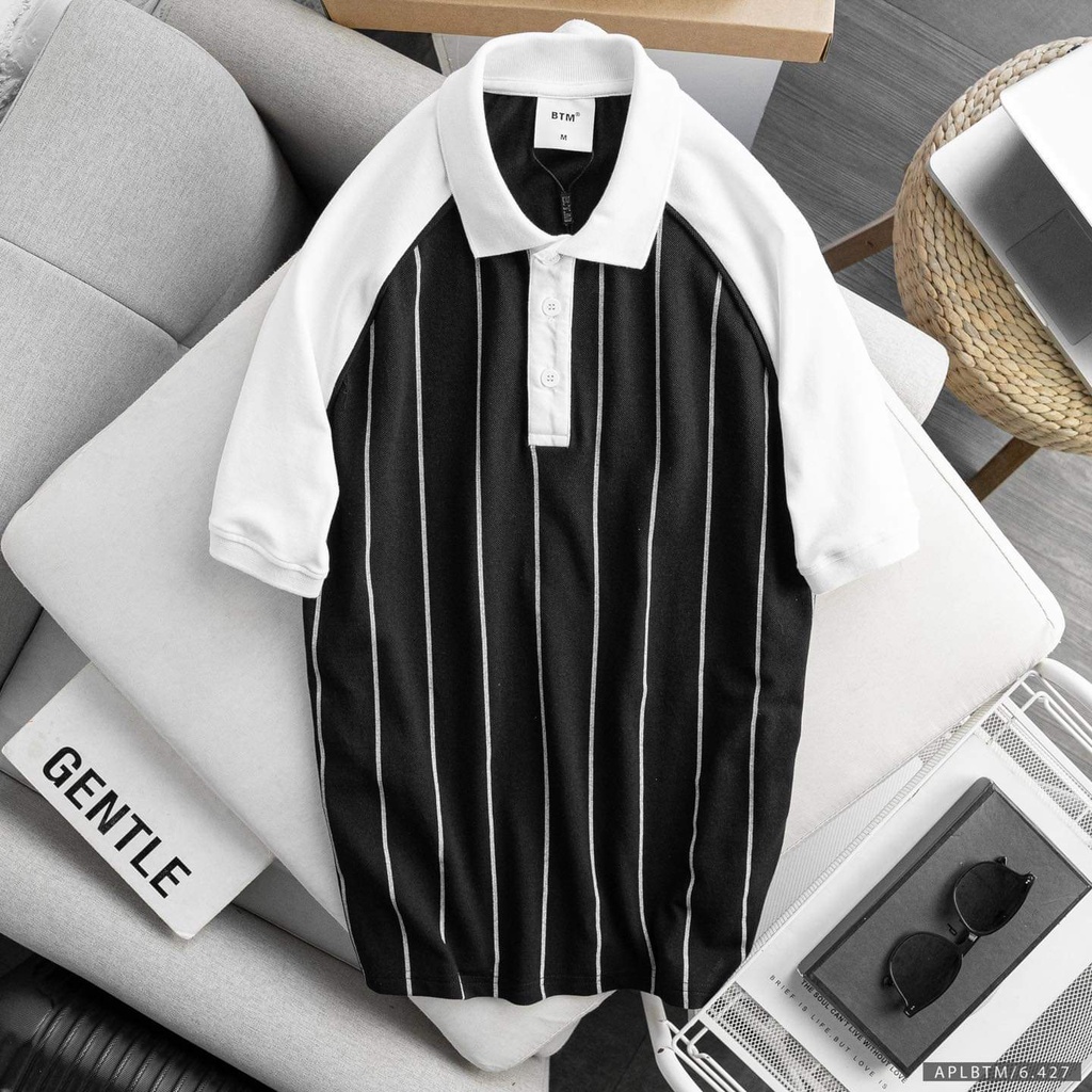 Áo thun polo kẻ sọc trẻ trung, cá tính, chất liệu thun cá sấu siêu mịn mát 9691