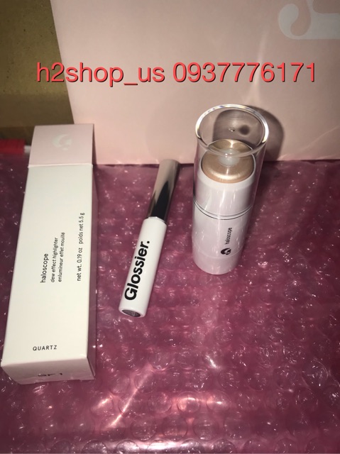 Gom order bộ trang điểm Glossier boy brow + haloscope