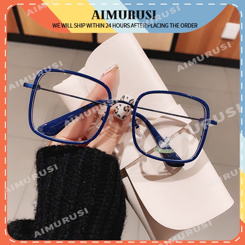 (AIMURUSI) 【Bán Sỉ】kính Râm Vuông Chống Ánh Sáng Xanh Chống Bức Xạ Đơn Giản Bằng Kim Loại Có Thể Ghép Nối Với Cận Thị Cho Nữ