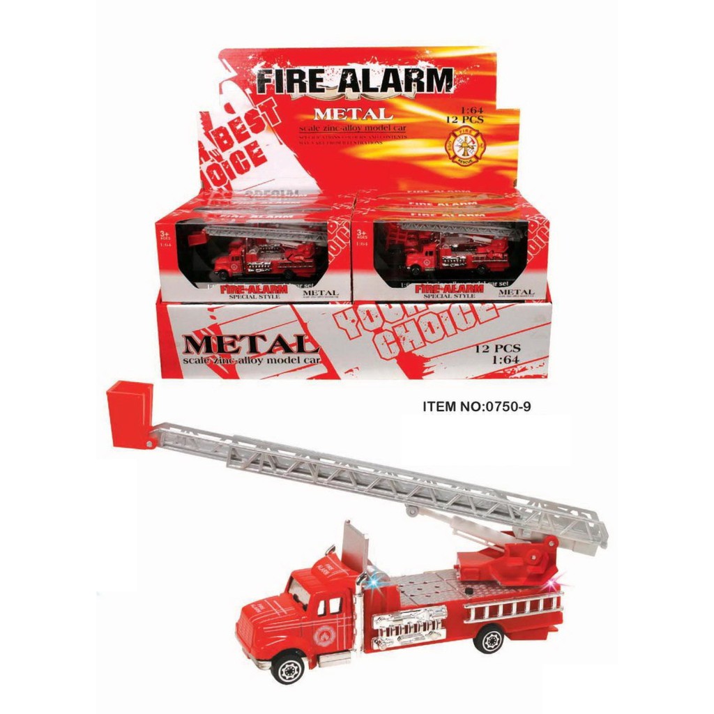 Đồ chơi mô hình xe cứu hỏa đỏ có thang kéo dài ra được. 0750-9
