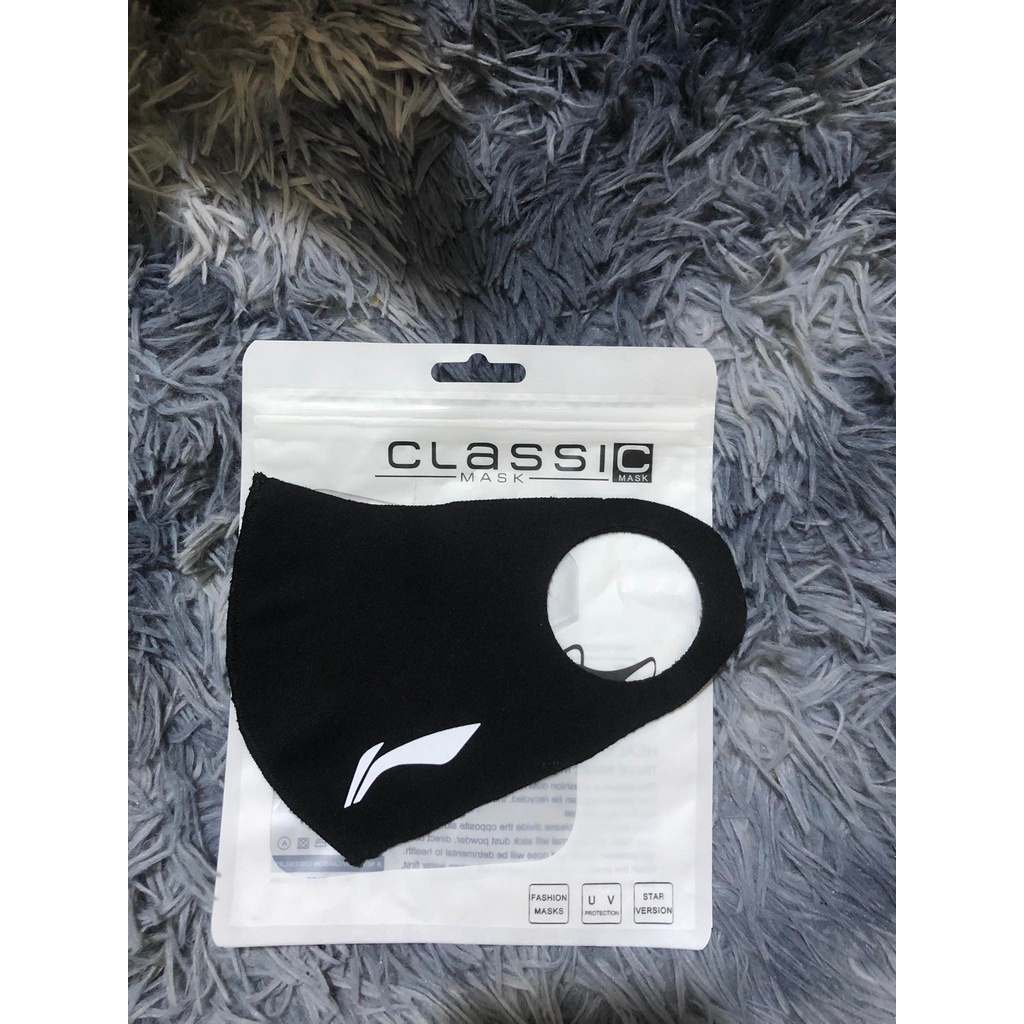 Khẩu Trang Vải Li-ning Kháng Khuẩn, Kháng Nước Cao Cấp Màu Đen