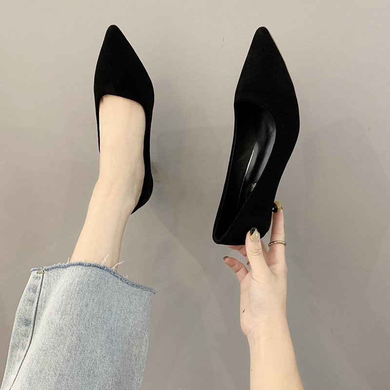 Giày Nhung Gót Thấp Thời Trang Công Sở Thanh Lịch Cho Nữ