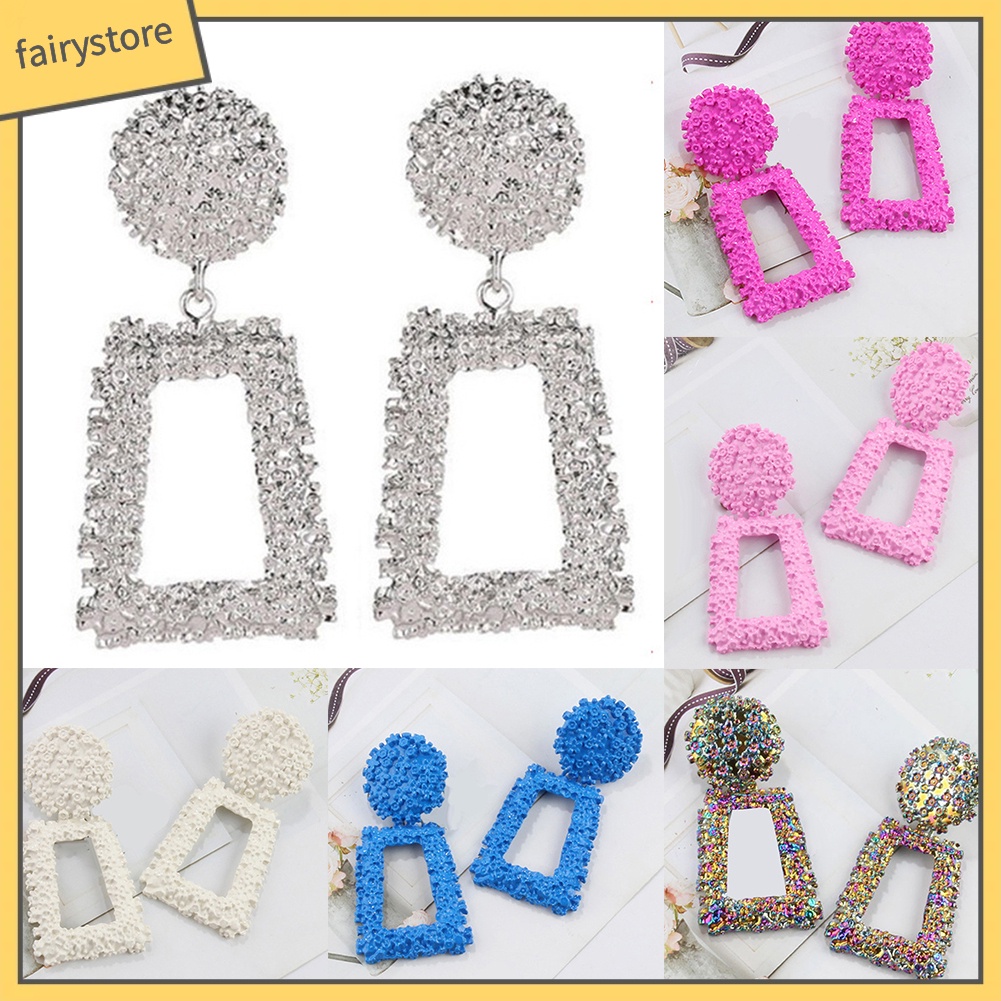 Khuyên Tai Thả Mặt Hình Thang Thiết Kế Độc Đáo Thời Trang Cho Nữ