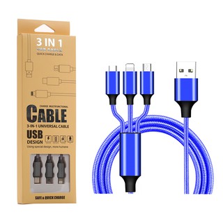 Cáp Lighting/Micro/Type C USD 3in1 Hoco X14 Dài 1M - Sạc Iphone,ipad/Android Microd
