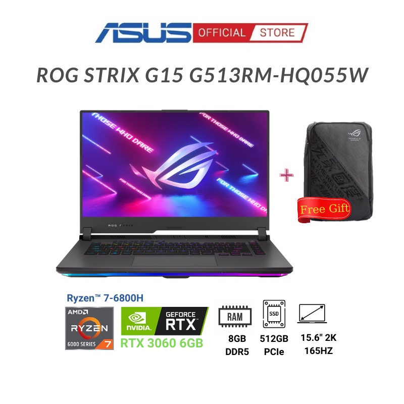 [ELGAME20 giảm 10% - tối đa 2TR]Laptop Asus ROG Strix G15 G513RM-HQ055W (Ryzen™ 7-6800H + RTX™ 3060 6GB)