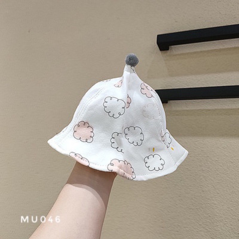 Mũ vải cục bông nhỏ có dây MU046 0-10m