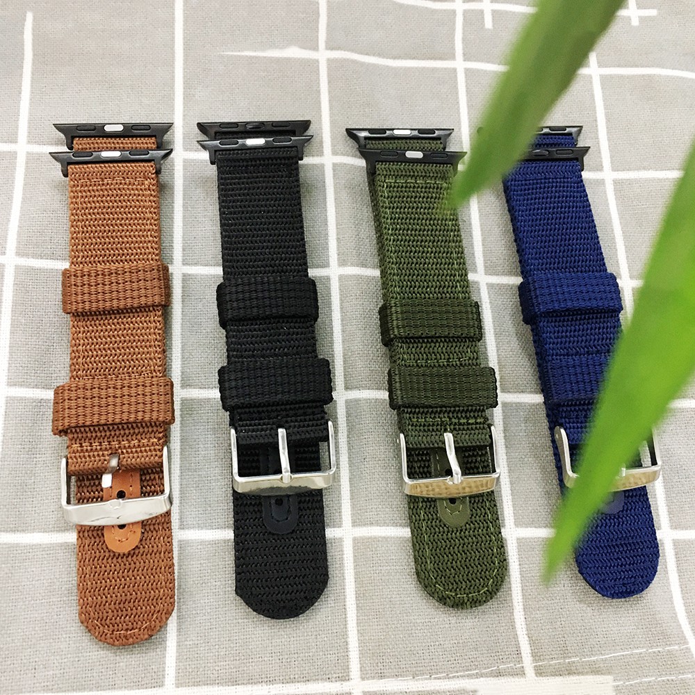 Dây đeo đồng hồ Apple Watch vải dù mẫu mới size 38/40 42/44mm - 4 màu dây - 5 màu adapter đa dạng