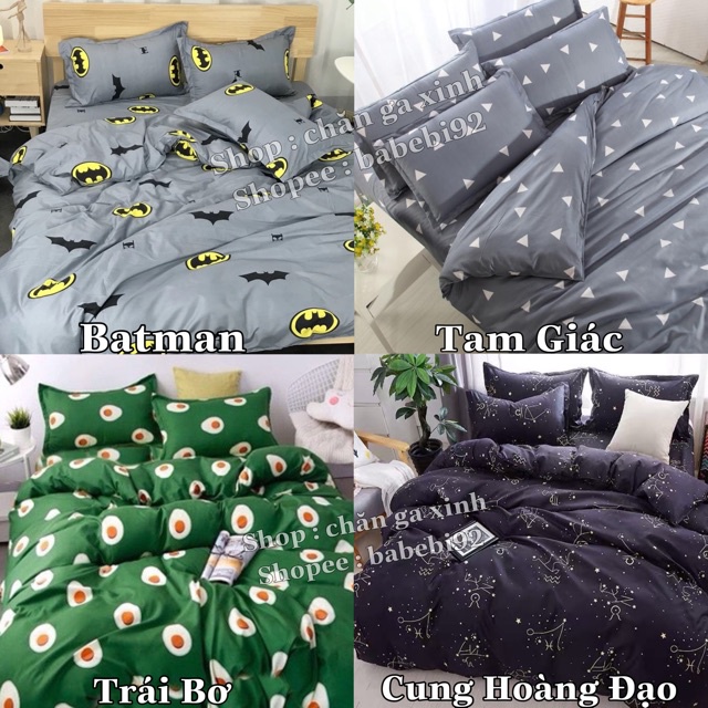 Bộ 5 Món Vỏ Chăn Ga Gối Coton poly Cao Cấp Nhiều Màu ( không kèm ruột)