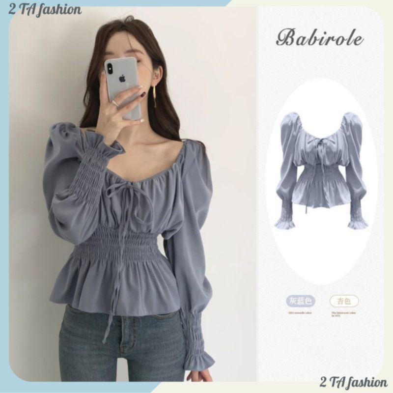 (order taobao) Áo kiểu nữ bá tước dài tay thắt eo phong cách nhẹ nhàng trẻ trung mẫu mới nhất năm 2022