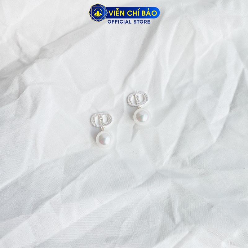 Bông tai bạc nữ hạt châu đá lấp lánh chất liệu bạc S925 thời trang phụ kiện trang sức nữ Viễn Chí Bảo B400207