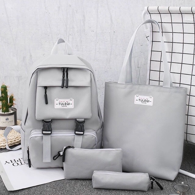 Balo combo Set 4 Món Thời Trang 2 Khoá Cute Đi Học