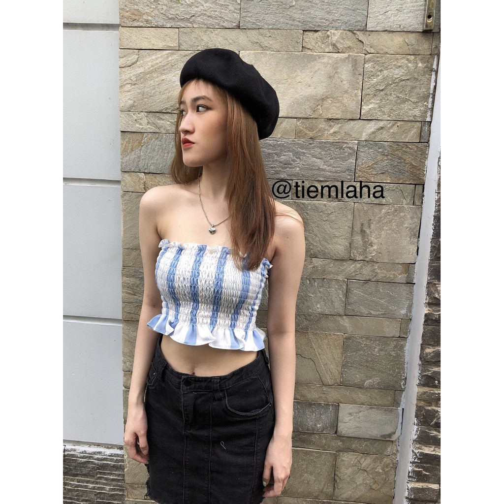 ÁO ỐNG NHÚN CO GIÃN HỌA TIẾT SỌC KẺ DỌC - STRIPED TUBE TOP | BigBuy360 - bigbuy360.vn