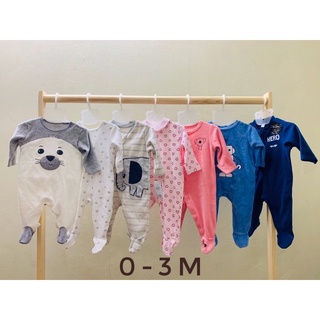 Bộ bodysuit nỉ bông/ nỉ nhung xuất dư cho bé sơ sinh đến 36m