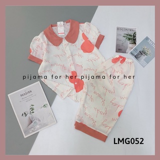 Đồ Mặc Nhà Pijama Cổ Sen Tiểu Thư Pizam Cộc Lửng Lụa Mango