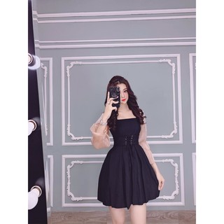 Đầm voan tay lưới phối đan dây bụng siêu xinh TTSA0174