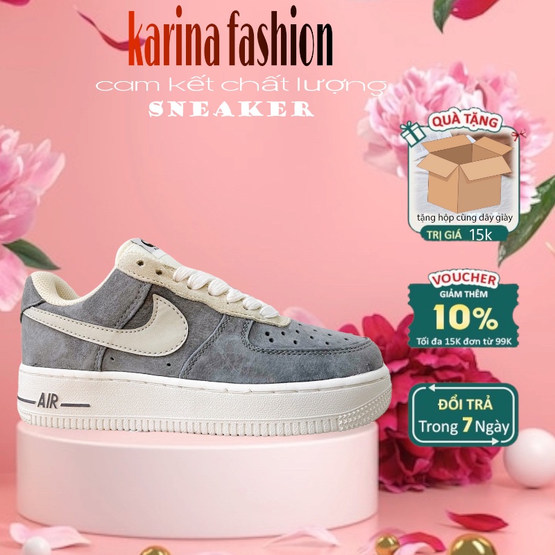 Giày sneaker Air force 1 Grey Pavy Tale ( Af1 Xám da lộn ) - Giày _Nike Xám NỈ Air Force 1, AF1 Bản chuẩn đẹp fullbox