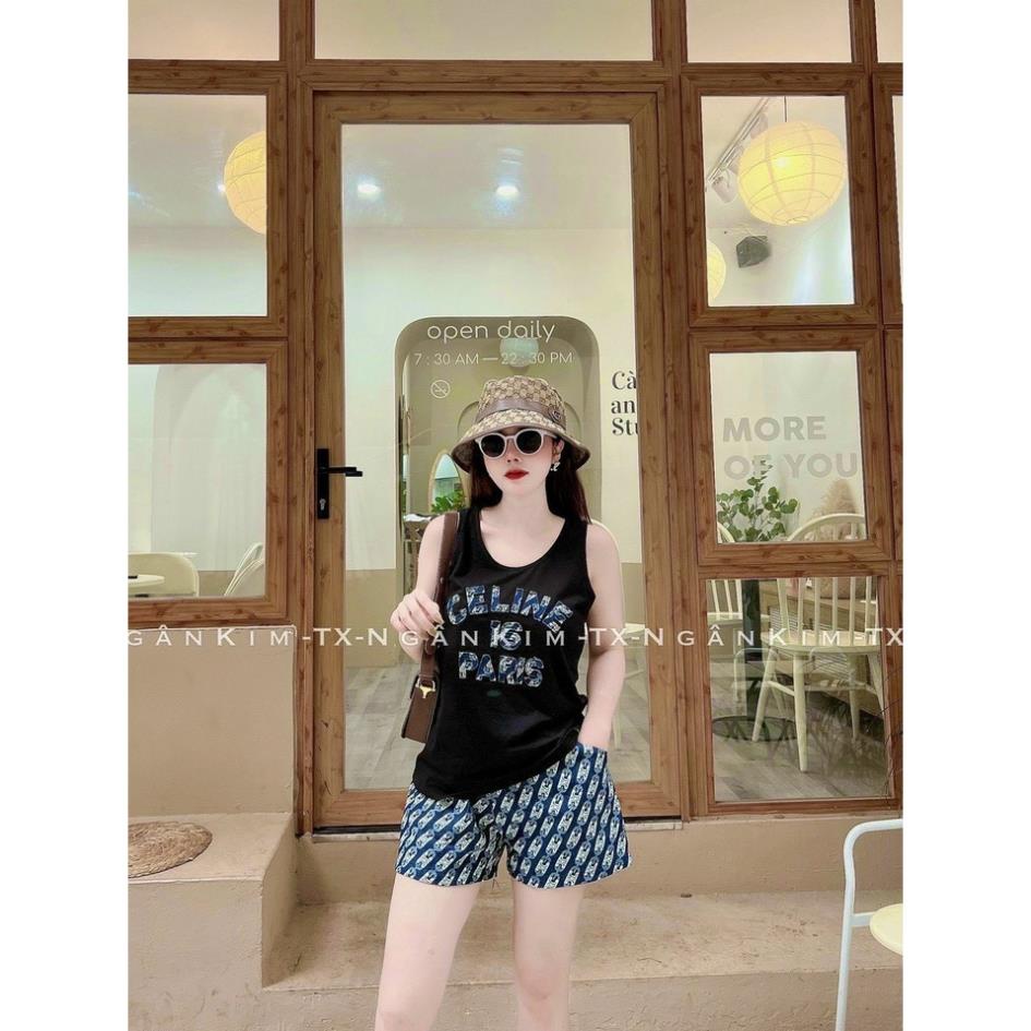 [ 𝐅𝐑𝐄𝐄 𝐒𝐇𝐈𝐏 ]   SET 3 MÓN ÁO BA LÔ SÁT NÁCH CHỮ QUẦN SHORT ĐÙI KÈM MŨ