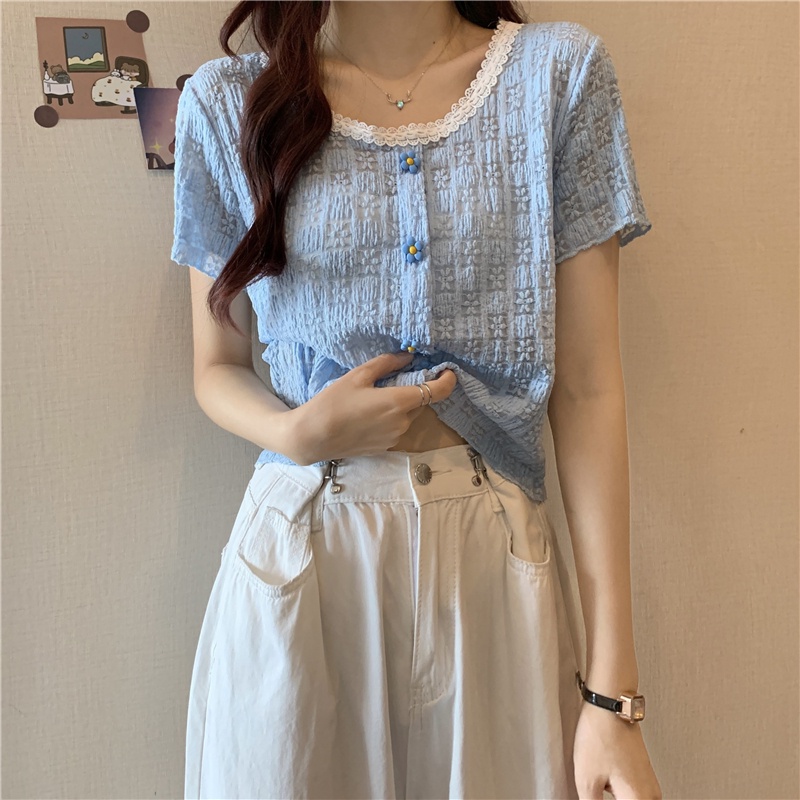 Áo Sơ Mi chiffon Tay Ngắn Kiểu Dáng Đơn Giản Trẻ Trung