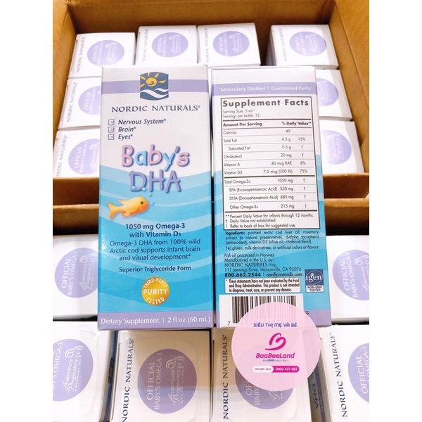 Baby’s DHA Nordic Naturals Mỹ cho bé - Chai 60ml - BAABEELAND