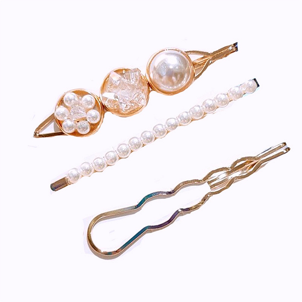 Set 3 Kẹp Tóc Ngọc Trai Sang Trọng Cho Nữ