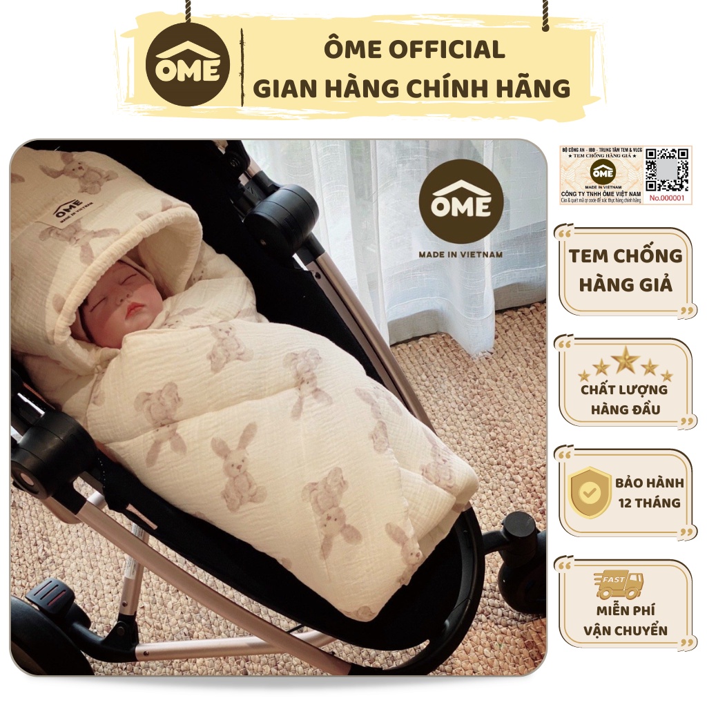 Ủ Bông Ome Giữ Ấm Cho Bé Nhập Hàn Siêu Nhẹ, Siêu Ấm, An Toàn Cho Trẻ Sơ Sinh