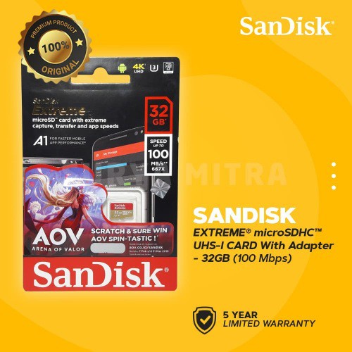 Thẻ Nhớ Sandisk Micro Sdhc 32gb A1 U3 V30 Extreme 100mb / S | BigBuy360 - bigbuy360.vn