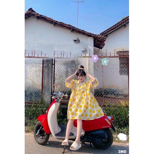 Váy Họa Tiết Mặt Cười From Rộng Bánh Bèo Bầu Bí Bon Chen Chất Thô Mát Dáng Suông Dễ Mặc Giá Bán Tương Tác | BigBuy360 - bigbuy360.vn