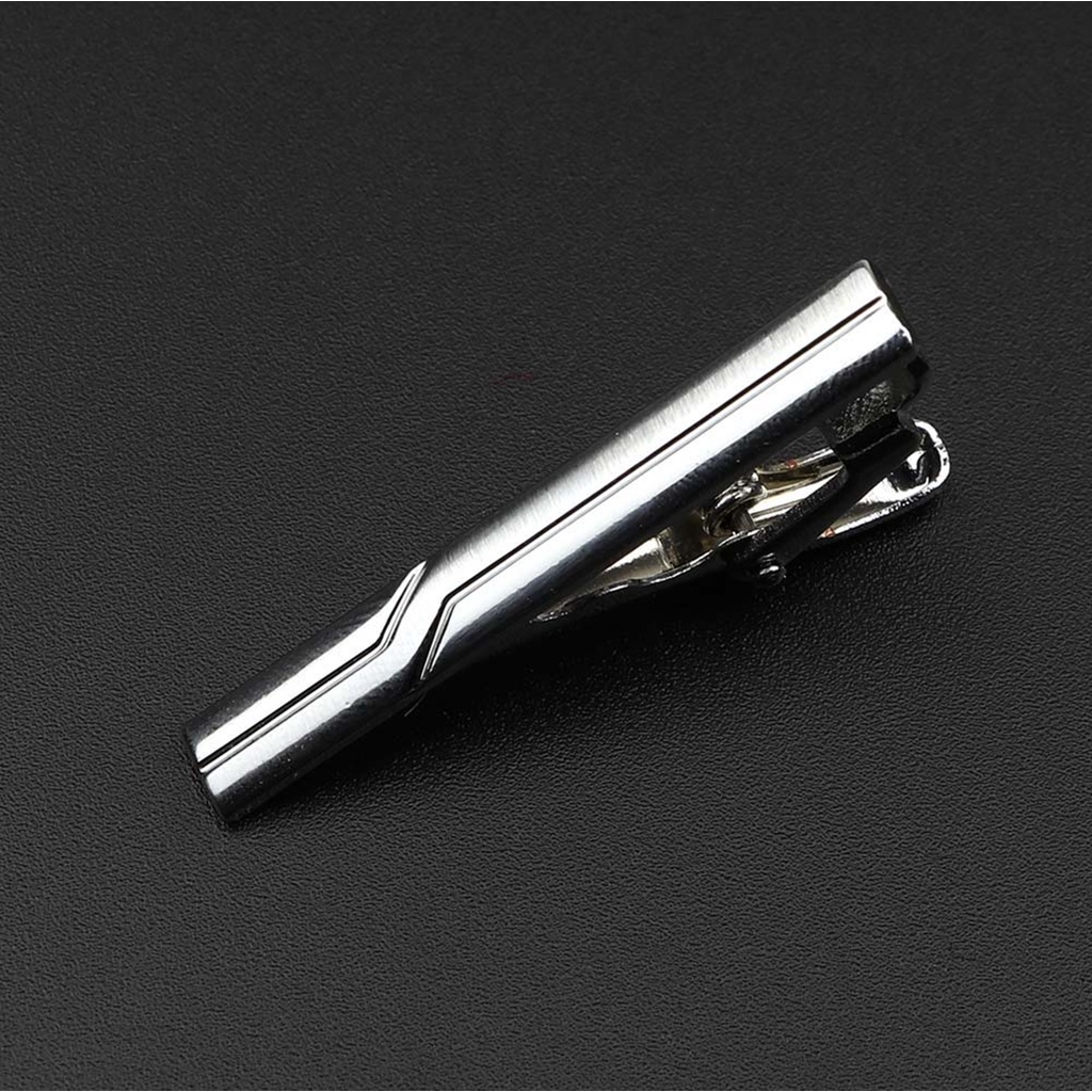 Kẹp Cà Vạt Kim Loại 4cm Màu Bạc Đơn Giản Tinh Tế Thời Trang Công Sở / Đám Cưới