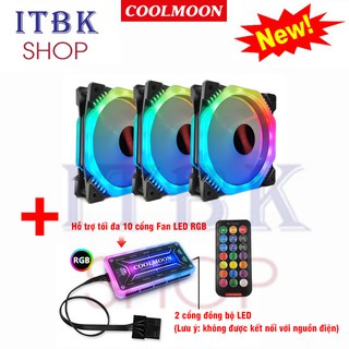Bộ 3 Fan Case Coolmoon Ver 9 / V9 Led RGB - Kèm Hub Và Remote