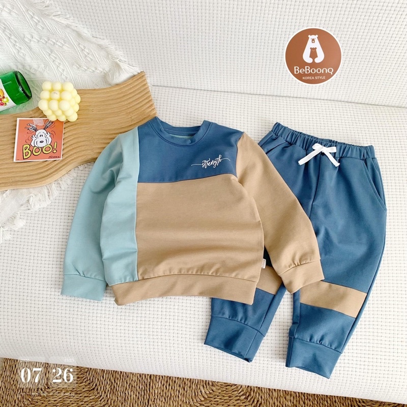 Bộ dài tay thu đông Beboong vải nỉ cho bé trai