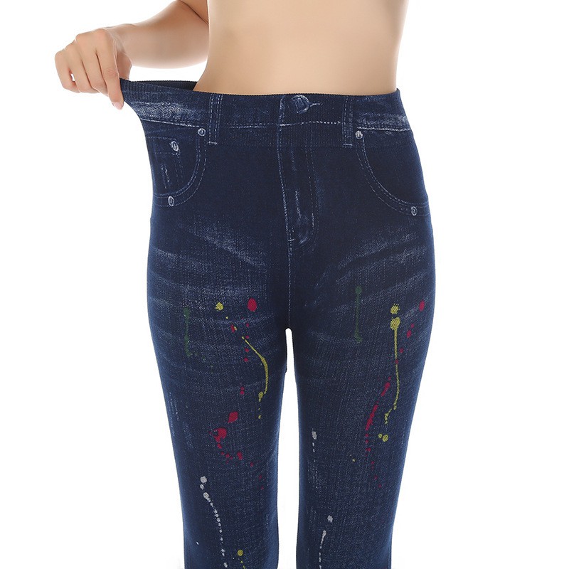 Quần Legging Cotton Co Giãn Yoga Gym Jean In Thời Trang