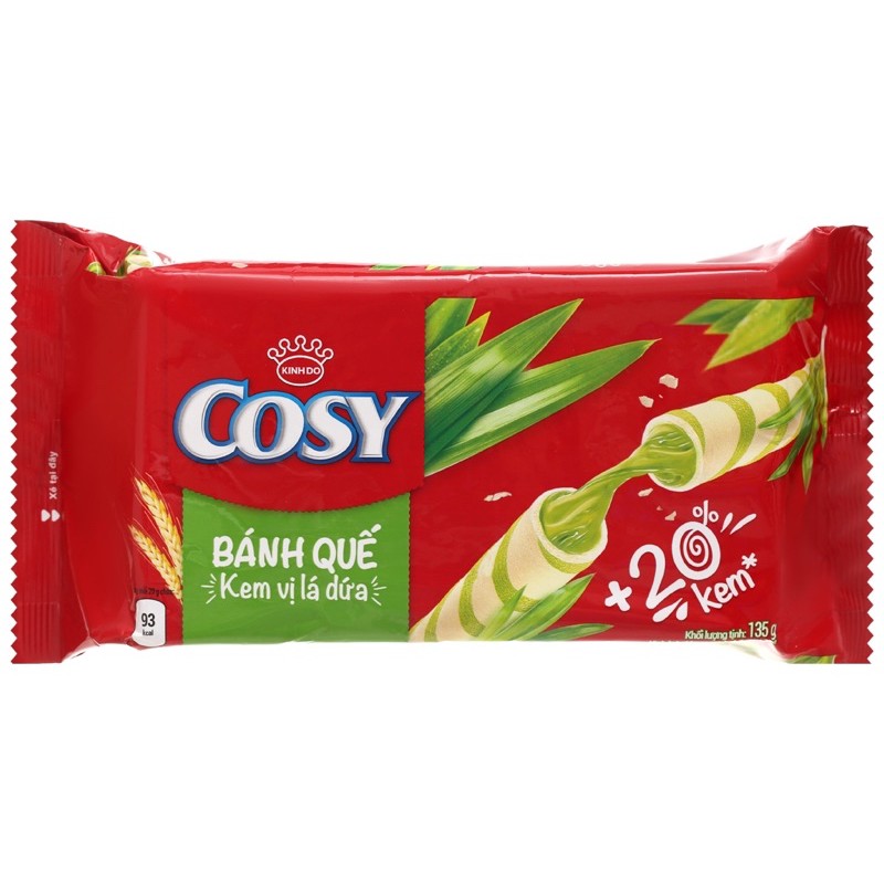 Bánh Quế Cosy 135gr Vị Dâu / Cam / Lá Dứa / Socola