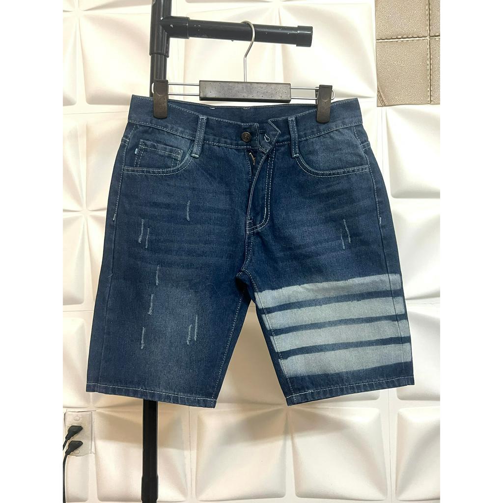 [Max 310] Quần đùi nam vải jean không co dãn in sọc ống quần [tnhung]