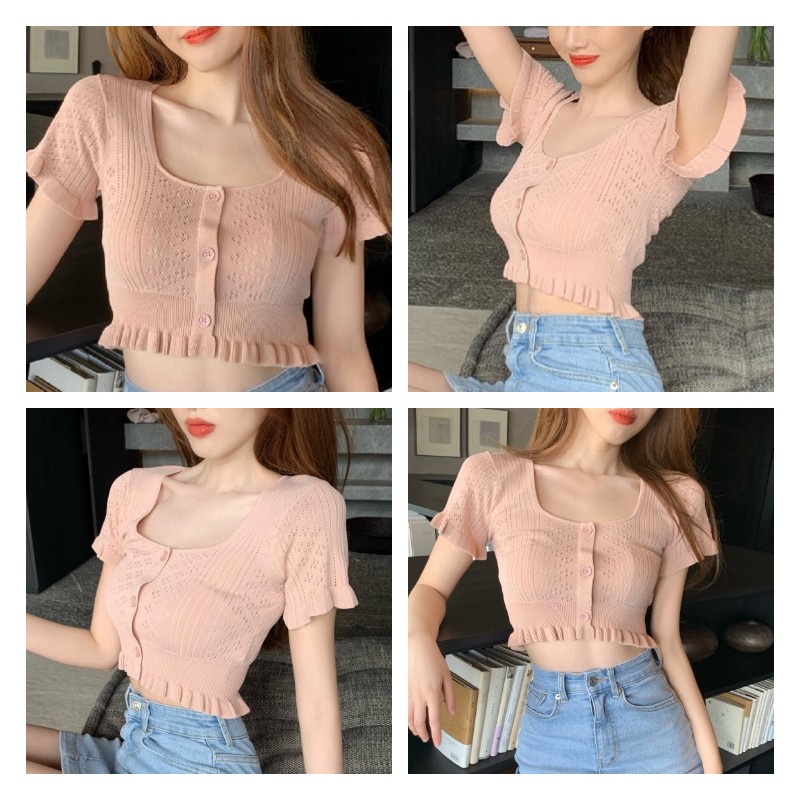 Áo Lửng Ngắn Tay Phong Cách Trẻ Trung Quyến Rũ Dành Cho Nữ