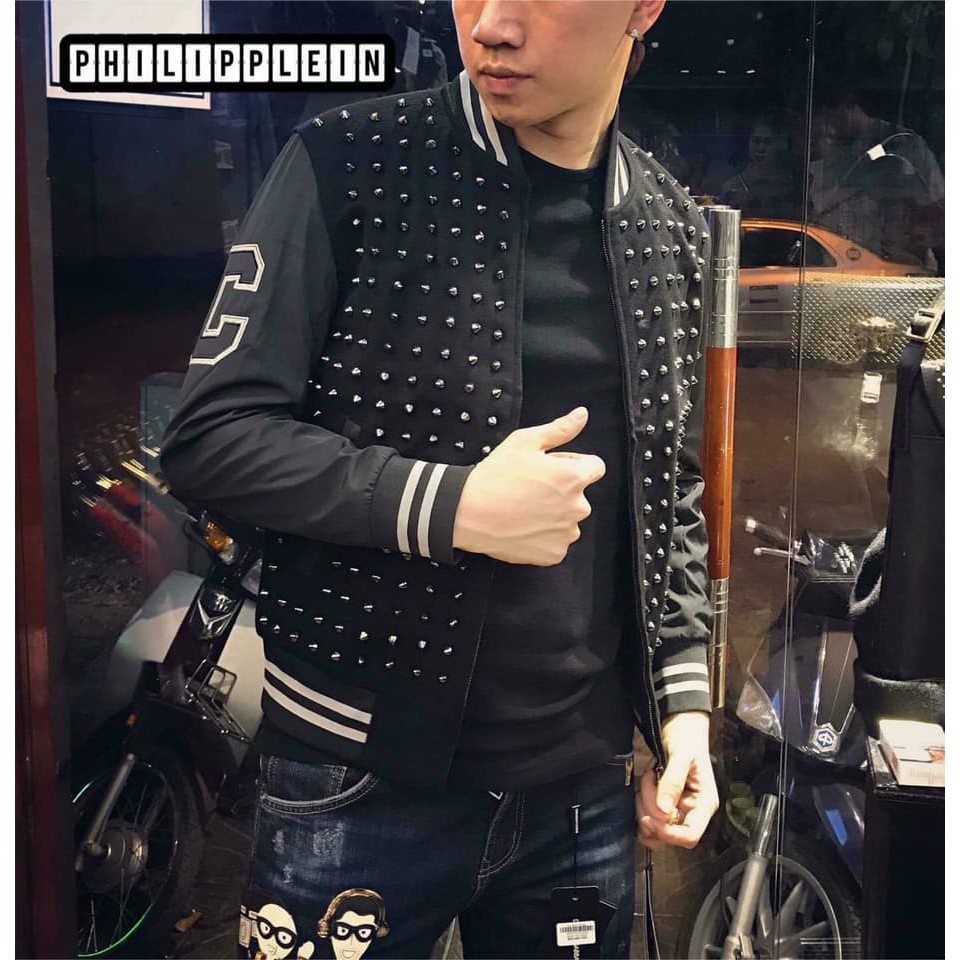 Áo Bomber siêu cấp đính đá Philipp Plein [FREE SHIP]