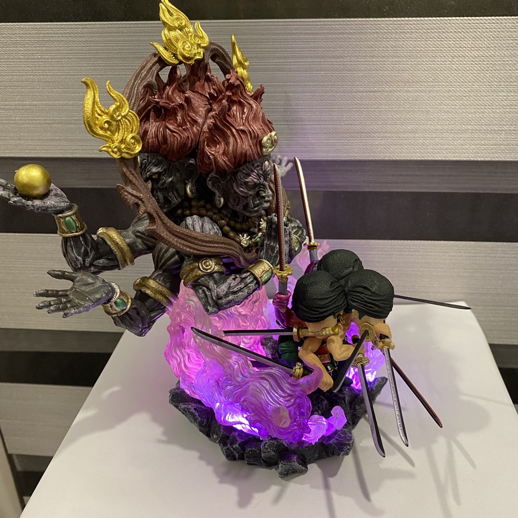Mô hình One Piece Zoro Asura Tam Long Kiếm có Led cao 22cm - Mô hình One Piece chất lượng cao