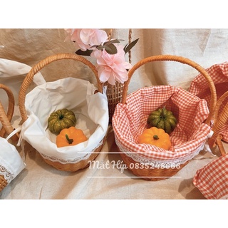 Bán sỉ giỏ mây làn mây picnic có lót vải dùng để decor chụp ảnh đi biển dã ngoại rất đẹp