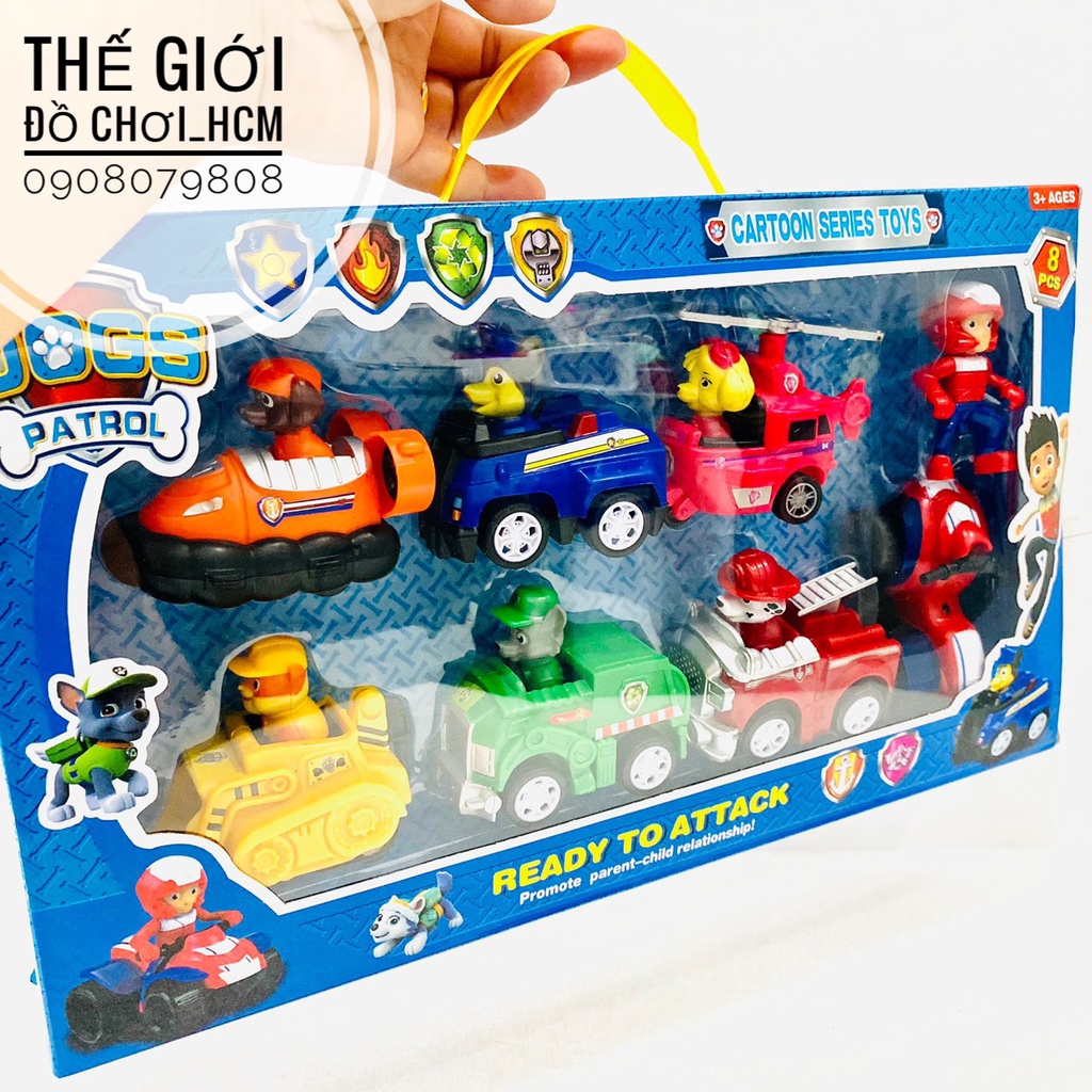 [MẪU MỚI] Đồ chơi hộp xe biệt đội chó cứu hộ PAW PATROL dành cho bé thích hoạt hình ZumMa, Jay, Sky, Robber, Jacky A9