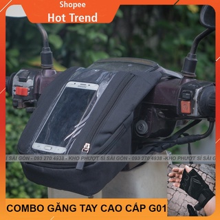 Mua Túi đựng điện thoại treo đầu xe máy dạng dọc cảm ứng được điện thoại kèm găng tay xe máy dạng BlackHawk SWAT G01