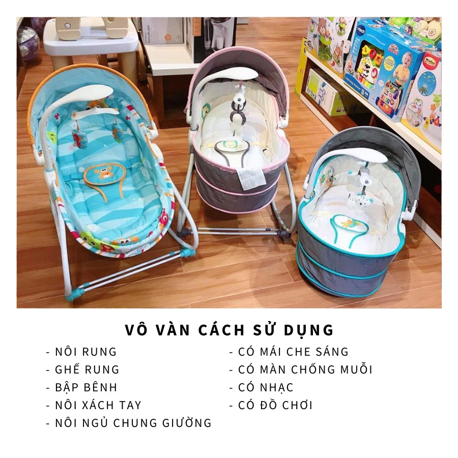 FREE SHIP !!! Nôi rung 5 in 1 Mastela KÈM MÀN CHỐNG MUỖI