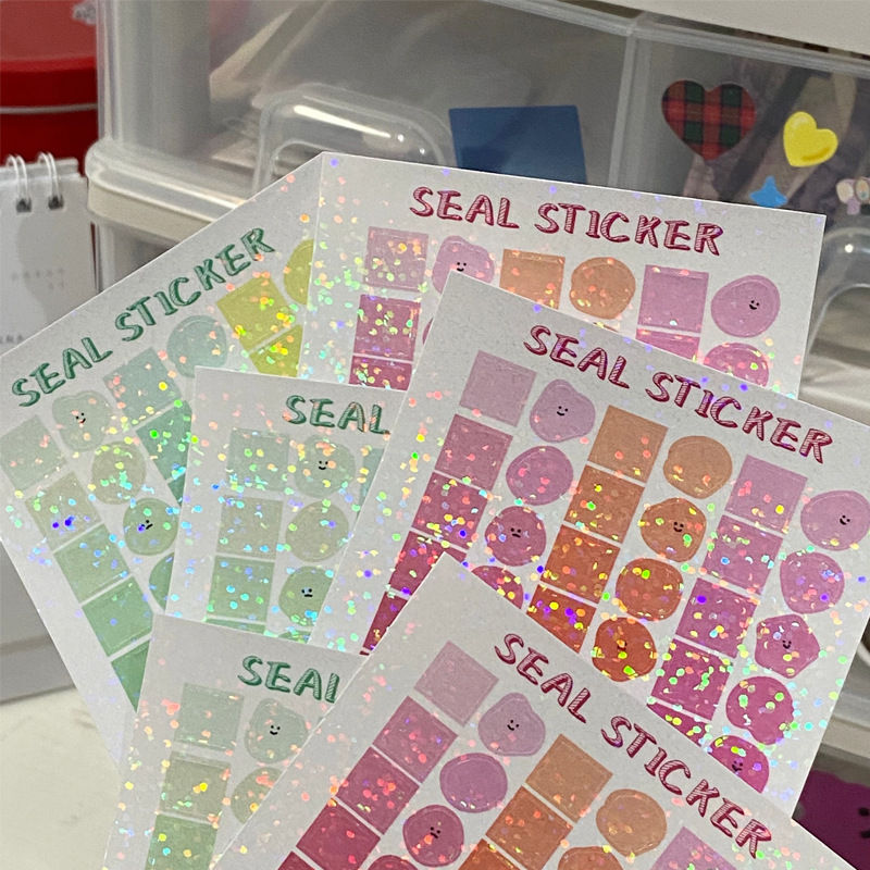 Korean color laser flash diary stickers