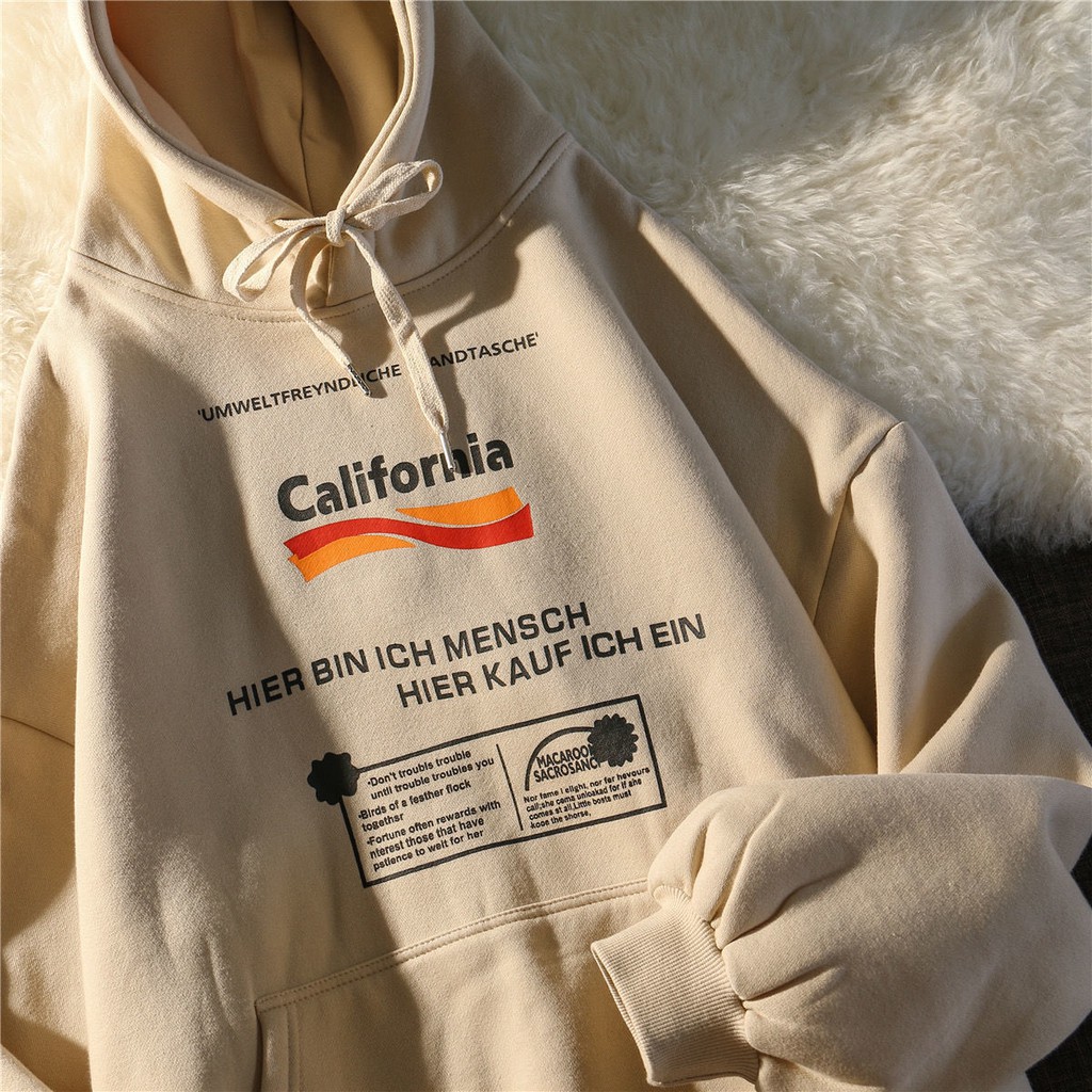 Áo hoodie dáng rộng in chữ kiểu retro đường phố Mỹ thời trang thu đông cho các cặp đôi | BigBuy360 - bigbuy360.vn