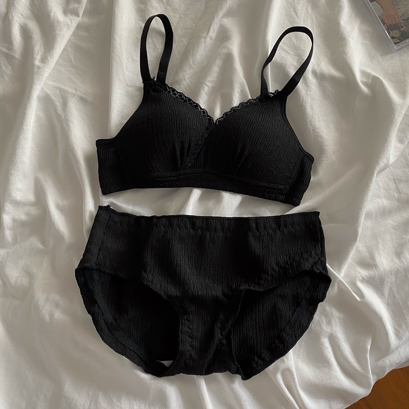 Set 1 Bộ Áo lót vải cotton Mềm Mại Nâng Ngực + Quần Lót 5 Màu Tùy Chọn Thời Trang Xinh Xắn Cho Nữ