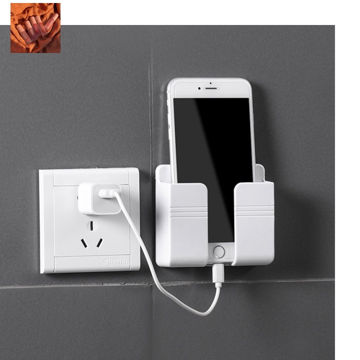 (order nhanh) Giá Dán Tường Để Điện Thoại, Remote Điều Khiển, Ổ Cắm/ Giá Đỡ Sạc Điện Thoại Treo Tường/ Kệ Đựng Đồ Dán Tư