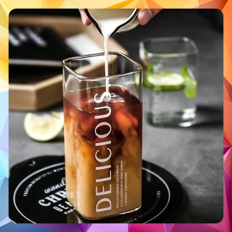 Ly thủy tinh vuông Delicious chịu nhiệt cao cấp 250ml-380ml