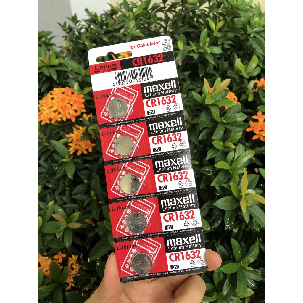 Vỉ pin 5 viên CR1632 1632 Maxell 3V Lithium Made in japan