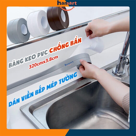 Băng Keo PVC Dán Viền Bếp Chống Dầu Mỡ Băng Dính Dán Mép Tường Chống Ẩm Mốc BẢN LỚN 3.8CM